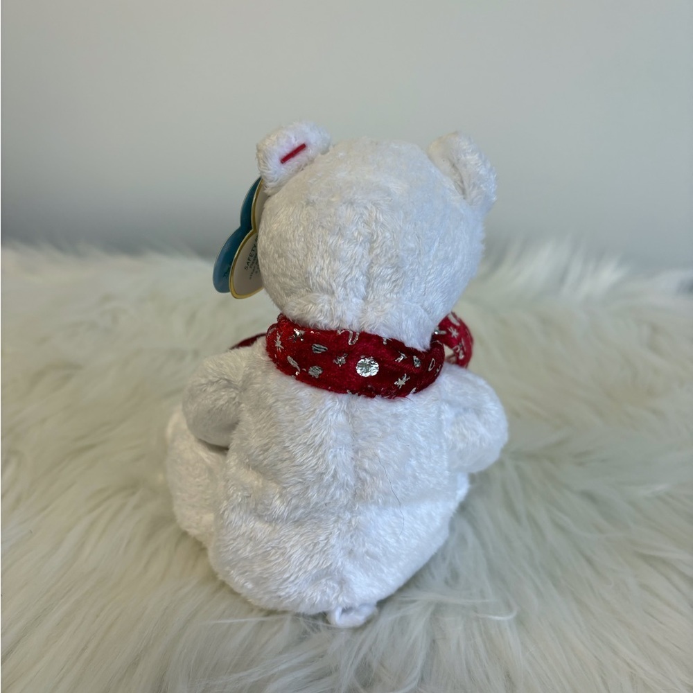 Ty(77)2000 Holiday Teddy White Plush Bear with Red Scarf - Picture 3 of 6
